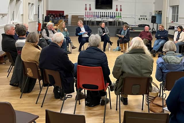 The meeting took place in Belford Primary School with members of the community and parish councils.