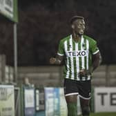 Mikael Ndjoli scored his first goal for Blyth Spartans in the 3-3 draw with Southport. Picture: Paul Scott