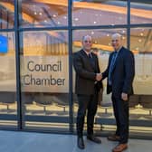 Cllr Guy Renner Thompson with Seaton Valley Federation executive headteacher John Barnes at County Hall in Morpeth. (Photo by Northumberland County Council)