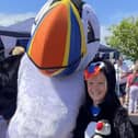 Tommy Noddy the giant puffin met visitors. Picture: Amble Puffin Festival