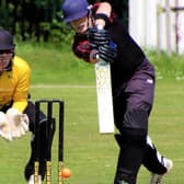 Ben O'Brien of Ashington Cricket Club hits a shot on his way to 41 against Newcastle. Picture: Steve Graham Sports Photos