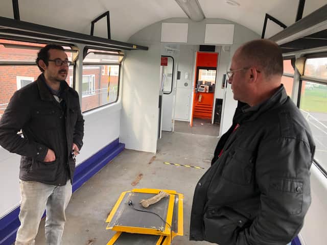 Ian Levy takes a look around one of the carriages at The Dales School, in Blyth.