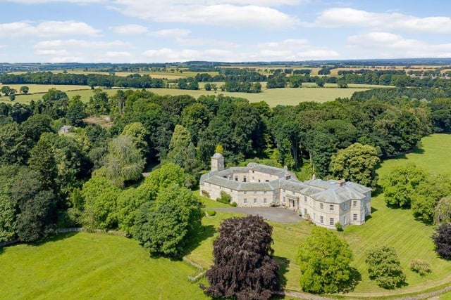 A bird's eye view of the mansion and its grounds.