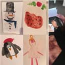 Rosie Parkin-Ross and her painted Christmas cards.