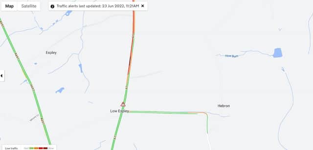 A map of the accident site, taken from AA Roadwatch.