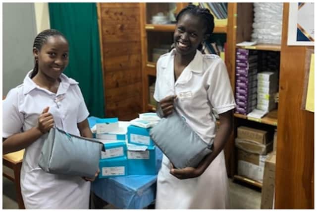 Tanzanian nurses with Coloplast packs.