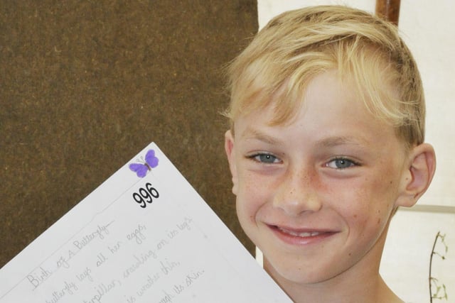 Eight-year-old David Carr's handwriting was awarded first prize.