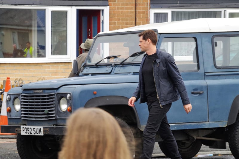Brenda Blethyn with co-star Kenny Doughty, who plays DS Aiden Healy, and Vera's trusty Land Rover.