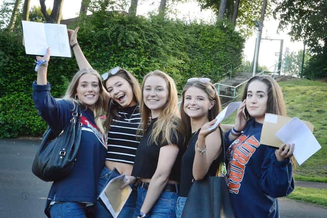 Friends Bethany, Hannah, Lauren, Daisy and Rachel are all delighted to get the results that mean they can head off to university. Pictures by Jane Coltman