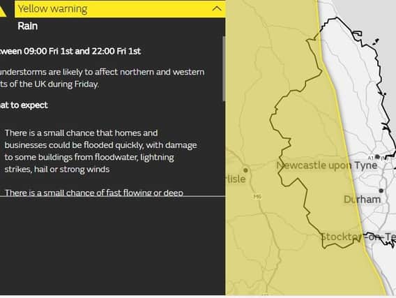 The Met Office's weather warning for Friday.