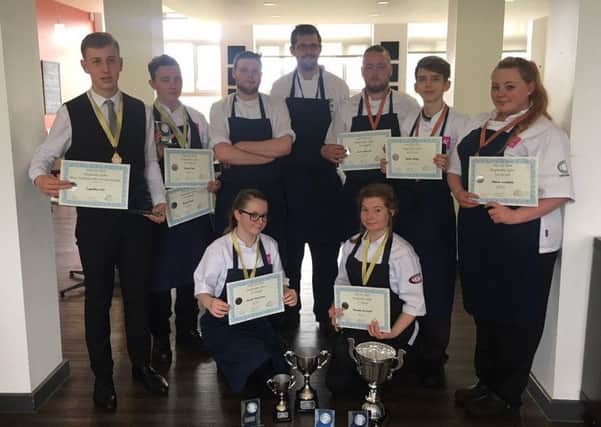 Budding chefs at Northumberland College with their haul of awards.