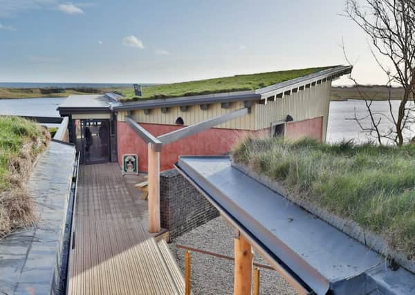 Hauxley Wildlife Discovery Centre is a zero-concrete building with a timber frame, straw bale walls, lime rendering, rammed earth flooring and green roofs. Picture by John Faulkner