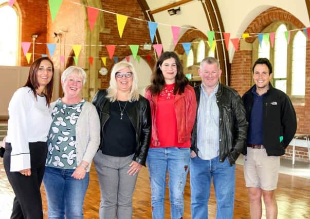 From left, Alex Philipson and St Mary's Village Hall team Tracy Mears, Tracy Joisce (secretary), Beverley Byford (bookings/IT), Alex Levington (treasurer) and Daniel Flounders (publicity and marketing).