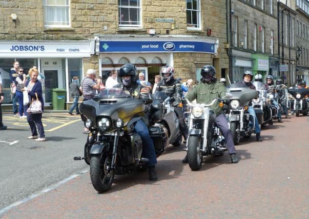 More than 100 members of the Geordie Chapter of the Harley Owners Group take a break in Alnwick during their annual Help for Heroes run. Picture by Andrea Field