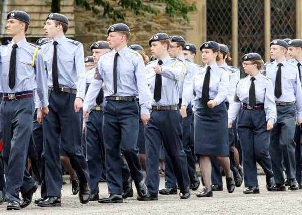 Cadets from the Durham Northumberland Wing of the Air Training Corps taking part in the RAF100 Parade at Durham. Picture by Paul Norris