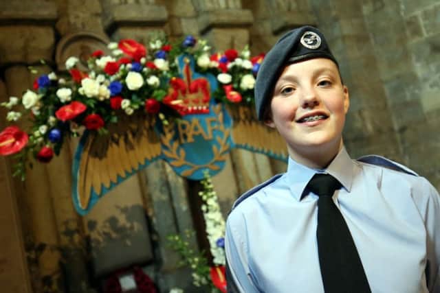 Cadet Rebecca Leitch from 2344 (Longbenton) Squadron who gave a reading in the service of Thanksgiving at the RAF100 parade in Durham. Picture by Paul Norris.