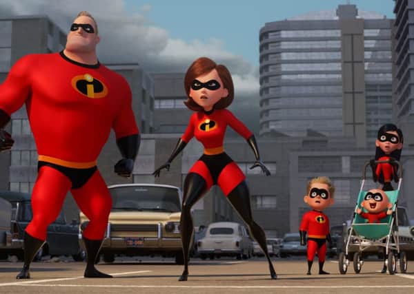 Undated film still handout from Incredibles 2. Pictured: Mr Incredible (voiced by Craig T Nelson), Elastigirl (Holly Hunter), Dash (Huck Milner), Jack-Jack (Eli Fucile) and Violet (Sarah Vowell). See PA Feature SHOWBIZ Film Reviews. Picture credit should read: PA Photo/Disney Pixar. WARNING: This picture must only be used to accompany PA Feature SHOWBIZ Film Reviews.