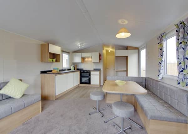 The inside of the 2018 Willerby Links Lodge.