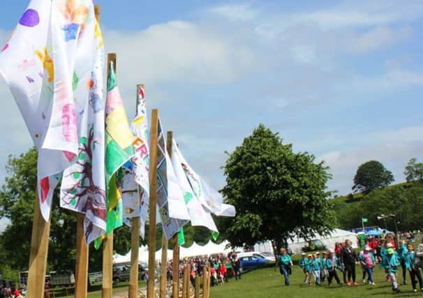 The flags flying at Children's Countryside Day.