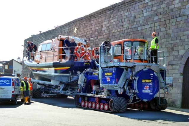 A prototype of the new Shannon lifeboat, which is coming to Seahouses next year and is on trial at Seahouses.