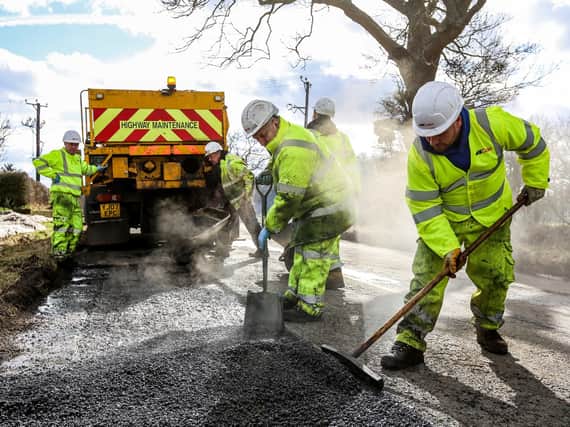 Pothole patching in Northumberland.