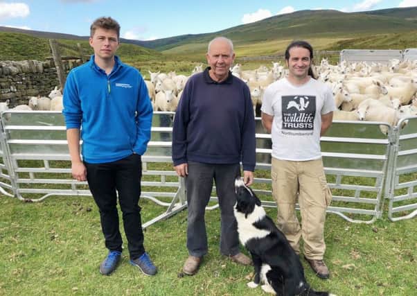 Northumbrian Water's Jamie Jasinski, farmer Bob Hindmarsh and Northumberland Wildlife Trust's Geoff Dobbins.