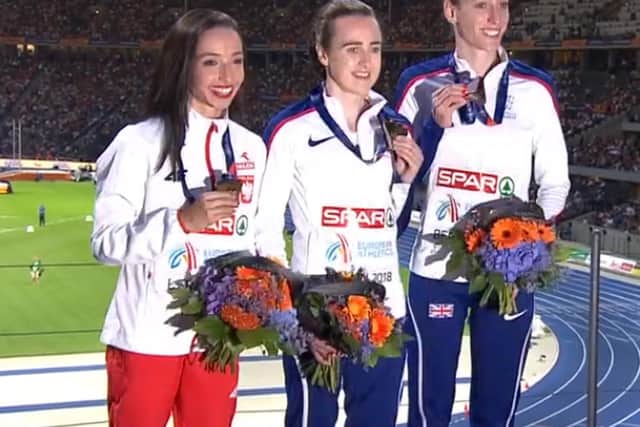 The medal winners on the podium. Picture taken from BBC