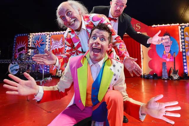 Danny Adams, Clive Webb and Mick Potts having fun in the big top. Picture by Jane Coltman.