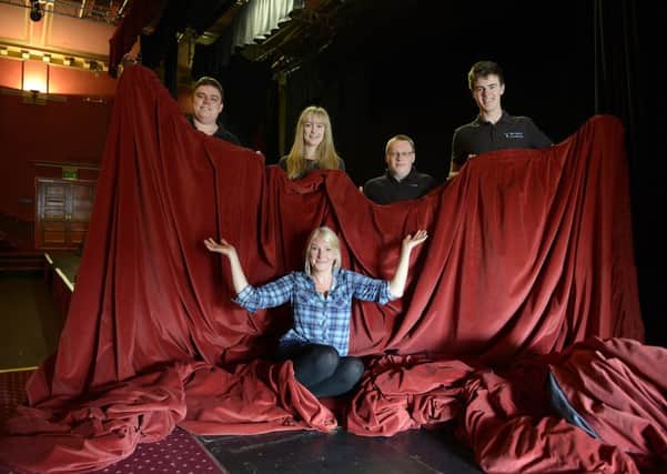 Playhouse staff Andrew Mounsey, Andy Hunt and Jack Carrigan with Carrie Morrison and Nicola Stevenson as the curtains come down. Picture by Jane Coltman