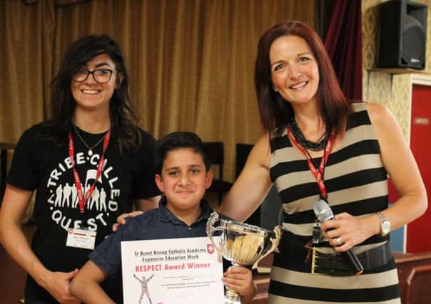The winner of the respect award at St Benet Biscop Catholic Academy.