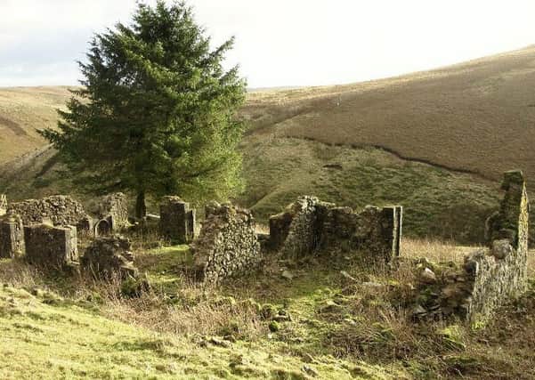 The ruined farmhouse of Yearning Hall, which is in the upper Coquet Valley.
