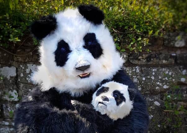 Panda puppets ChiChi and SingSing.