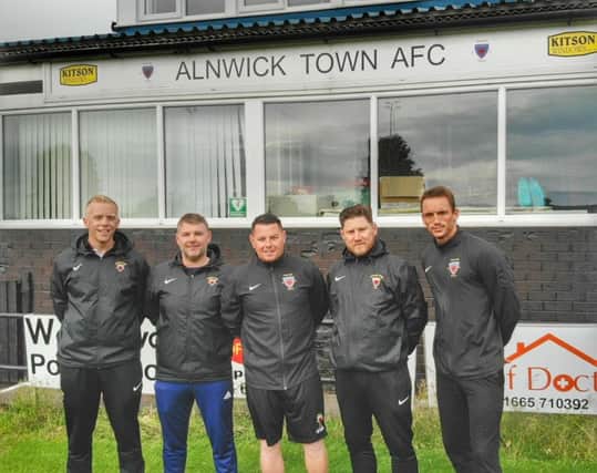 The management team at Alnwick Town this season, headed by Paul Yeadon, centre.