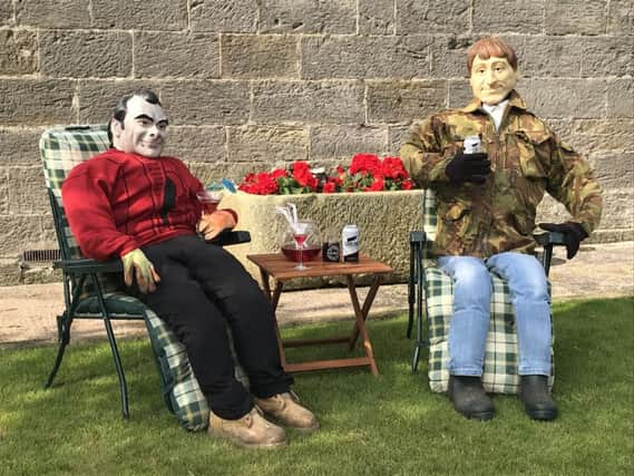 Rodney and Del Boy taking it easy. Rennington Scarecrow Festival 2018