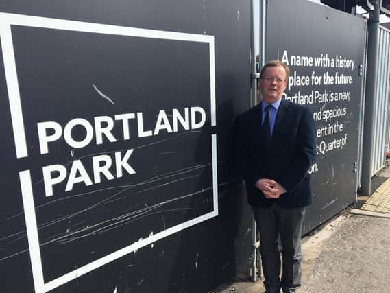 Council leader Peter Jackson at the Portland Park site.