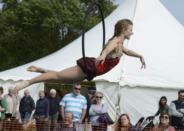 Etal Show
High flyer - Beverley Grant from All or Nothing Aerial Theatre.
 Picture by Jane Coltman