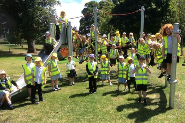 Eastlea Primary School pupils enjoy time at the newly refurbished park at Seven Oaks in Cramlington.
