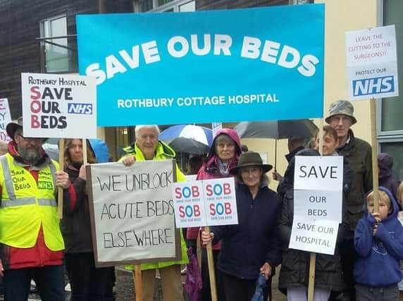 Campaigners protesting against the ward closure.