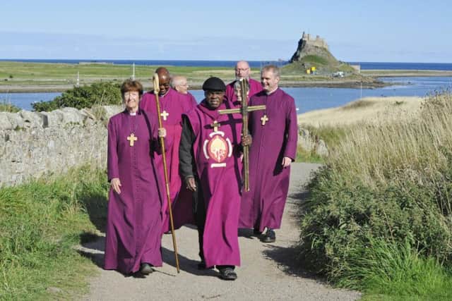 Bishops of the Northern Province, led by Archbishop Dr John Sentamu, at Holy Island, for the welcome service of the Pathways Mission. Picture by Jane Coltman