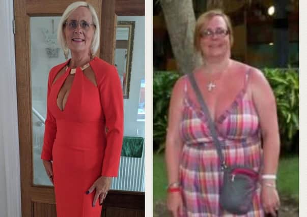 A total transformation. Wendy pictured after and before her weight loss.