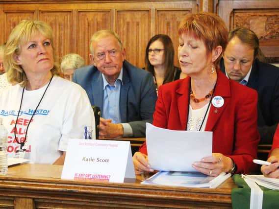 Katie Scott, from the Save Rothbury Hospital campaign, speaking at the Houses of Parliament.