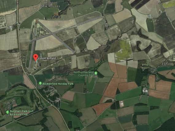 The location of Eshott Airfield. Picture from Google
