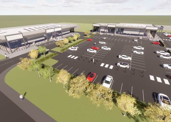 A computer-generated image of the proposed retail park in Amble.