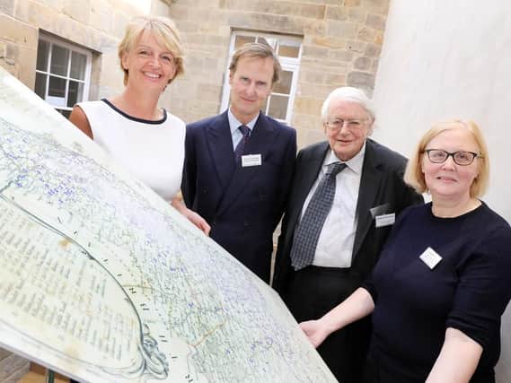 Cllr Cath Homer, cabinet member for culture, arts, leisure and tourism at Northumberland County Council; His Grace the Duke of Northumberland; Professor Paul Harvey, chair of the national advisory panel for manorial records; and Sue Wood, head of collections at Northumberland Archives.