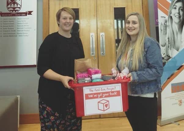 Lisa-Marie Kelly, local coordinator for The Red Box Project, with Berwick Academy SENco Dawn Tait.
