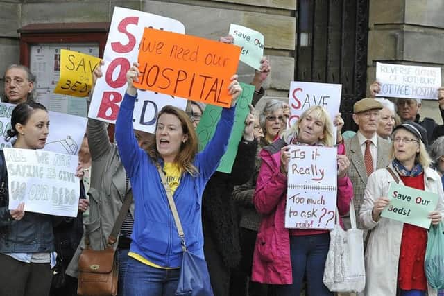 Campaigners against the closure of the inpatient ward at Rothbury Community Hospital last year.