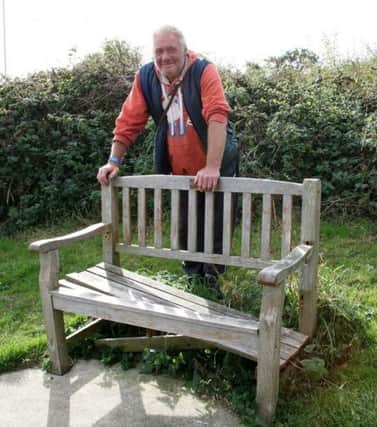 John Arries is asking for help to fix the broken memorial seat along the Coquet estuary. Picture courtesy of The Ambler