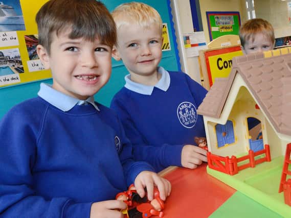 First days at school for the new pupils at Amble Links School