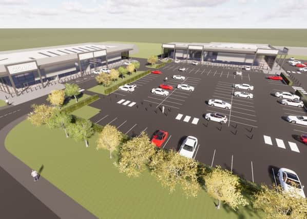 A computer-generated image of the proposed retail park in Amble.