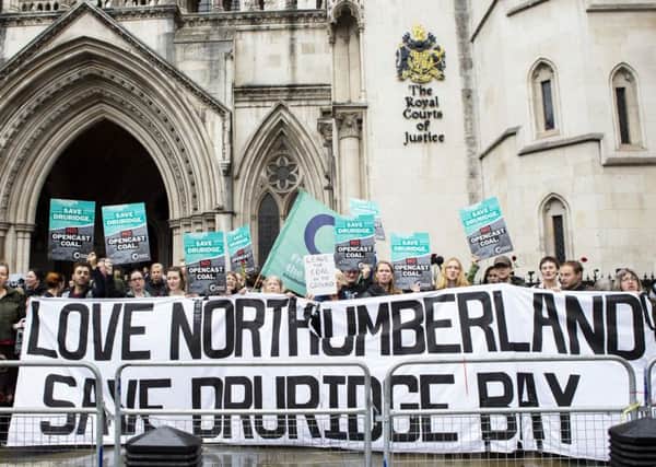 The Save Druridge Bay protest outside the High Court. Picture courtesy of Friends of the Earth.